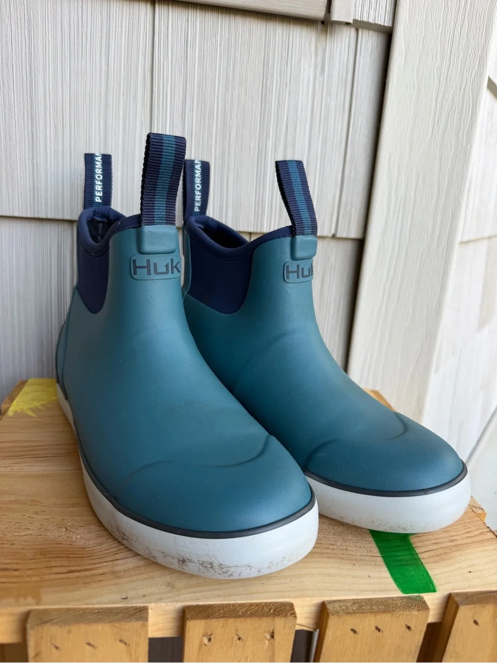 Huk Men’s Teal Waterproof Slip-On Boat Shoes